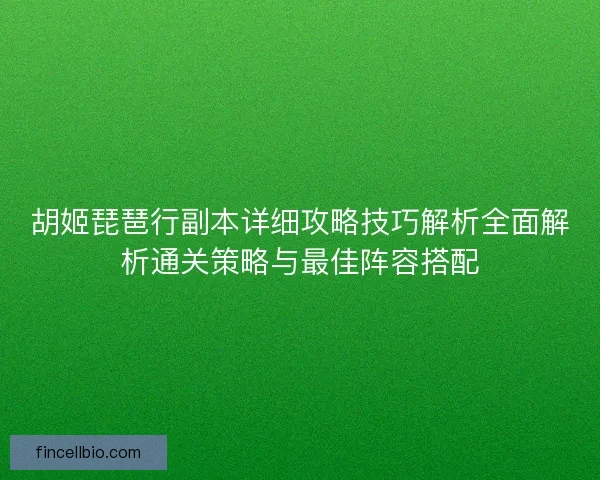 胡姬琵琶行副本详细攻略技巧解析全面解析通关策略与最佳阵容搭配 胡姬琵琶行副本详细攻略技巧解析全面解析通关策略与最佳阵容搭配