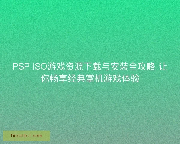 PSP ISO游戏资源下载与安装全攻略 让你畅享经典掌机游戏体验