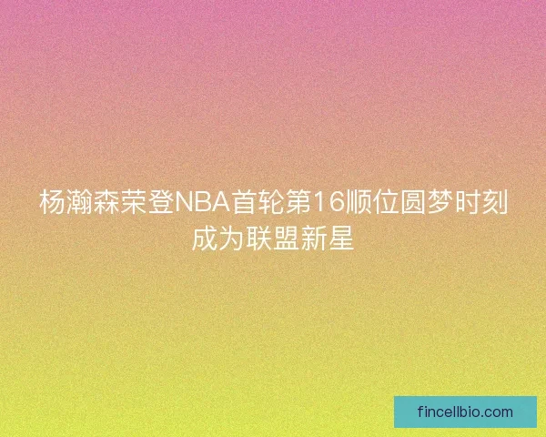 杨瀚森荣登NBA首轮第16顺位圆梦时刻成为联盟新星 杨瀚森荣登NBA首轮第16顺位圆梦时刻成为联盟新星