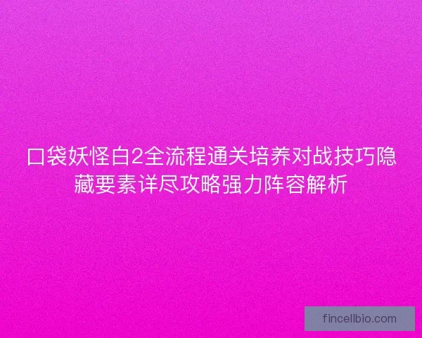 口袋妖怪白2全流程通关培养对战技巧隐藏要素详尽攻略强力阵容解析
