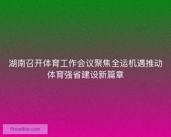 湖南召开体育工作会议聚焦全运机遇推动体育强省建设新篇章