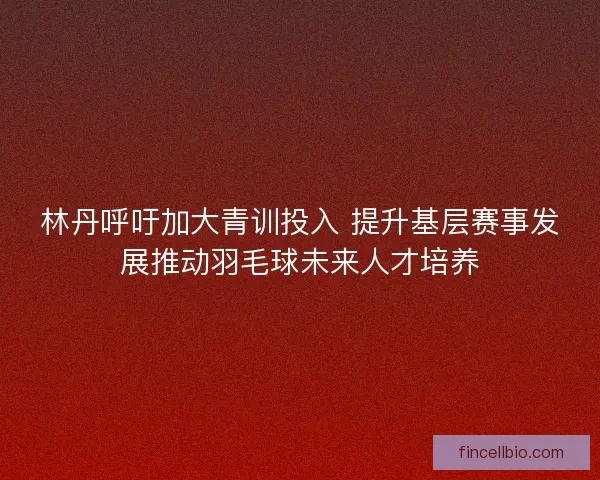 林丹呼吁加大青训投入 提升基层赛事发展推动羽毛球未来人才培养