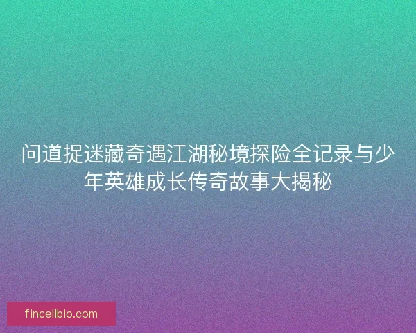 问道捉迷藏奇遇江湖秘境探险全记录与少年英雄成长传奇故事大揭秘